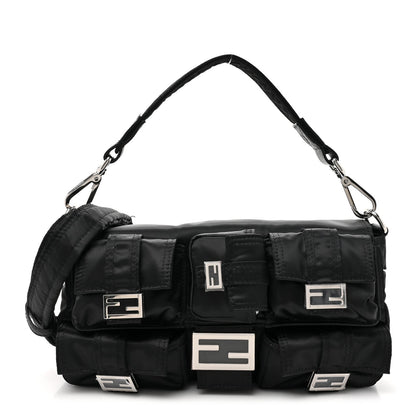 Fendi Econyl Cuoio Romano Multipocket Baguette Black