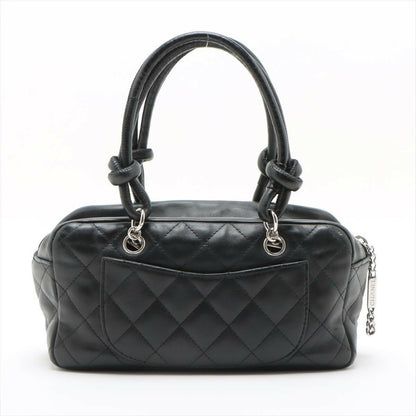 Chanel Black And White Calfskin Quilted Small Cambon Bowler Bag