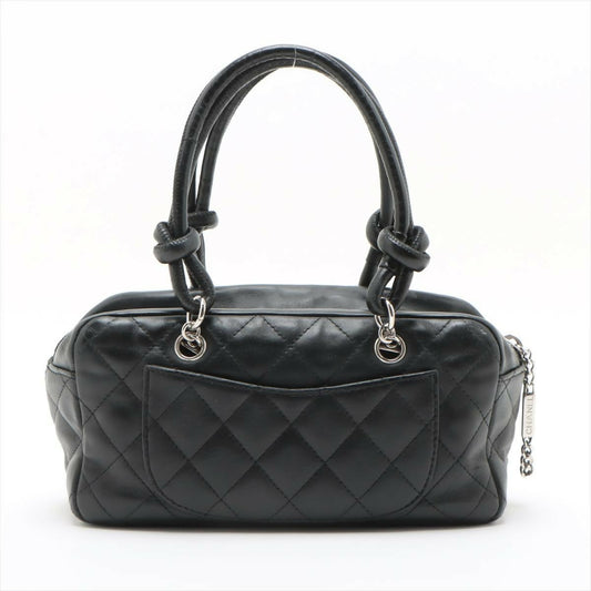 Chanel Black And White Calfskin Quilted Small Cambon Bowler Bag