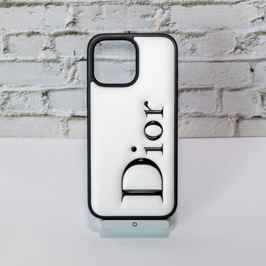 DR Black And White Leather iPhone Case
