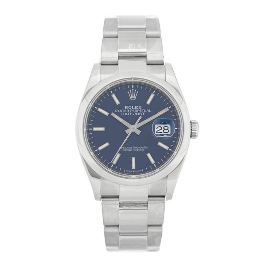 Stainless Steel 36mm Oyster Perpetual Datejust Watch Bright Blue 126200