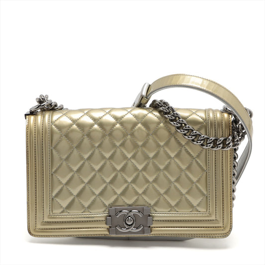 Chanel Boy Leather Silver Chain Shoulder Bag Style