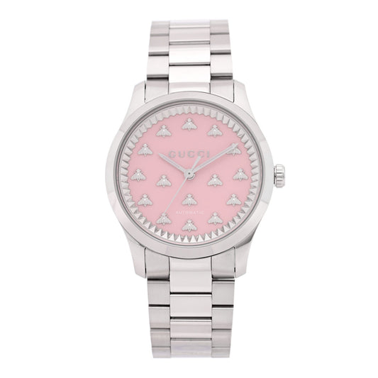 Stainless Steel 38mm G-Timeless Bee Automatic Watch Pink