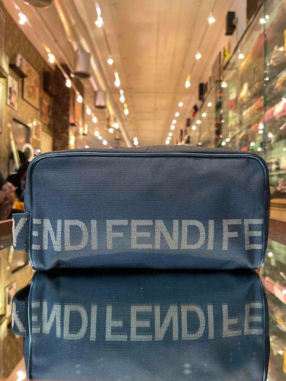 Fendi Canvas Logo Travel Zip Pouch