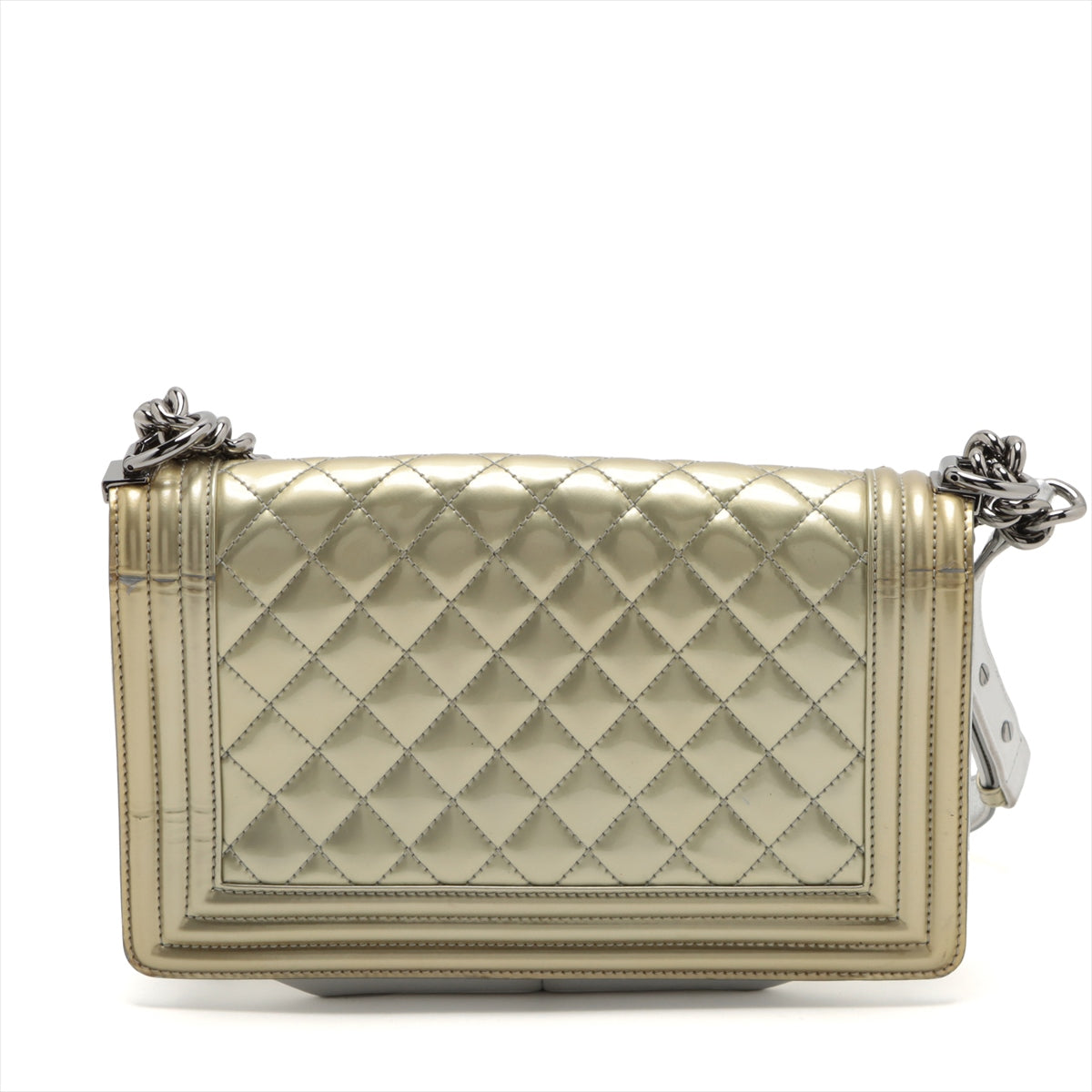 Chanel Boy Leather Silver Chain Shoulder Bag Style