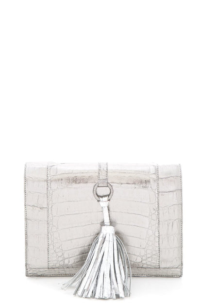 Nancy Gonzalez Silver Croc Crossbody