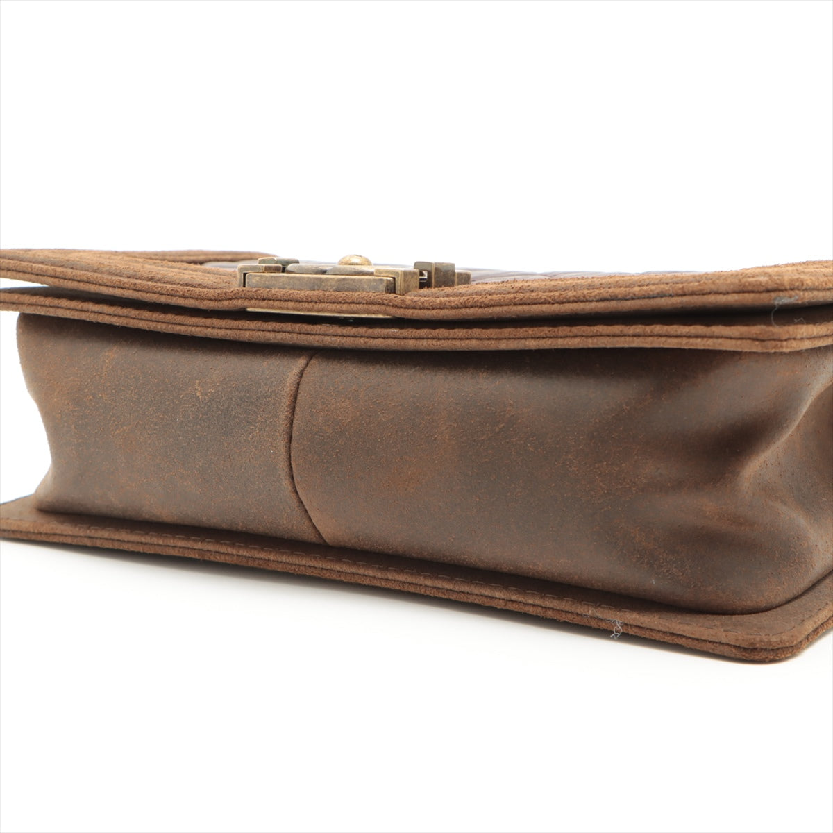 Chanel Boy Leather Brown Gold Chain Shoulder Bag