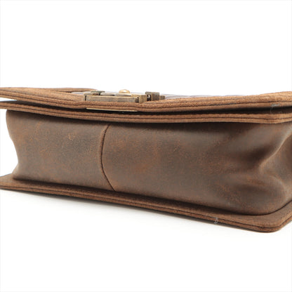 Chanel Boy Leather Brown Gold Chain Shoulder Bag Style