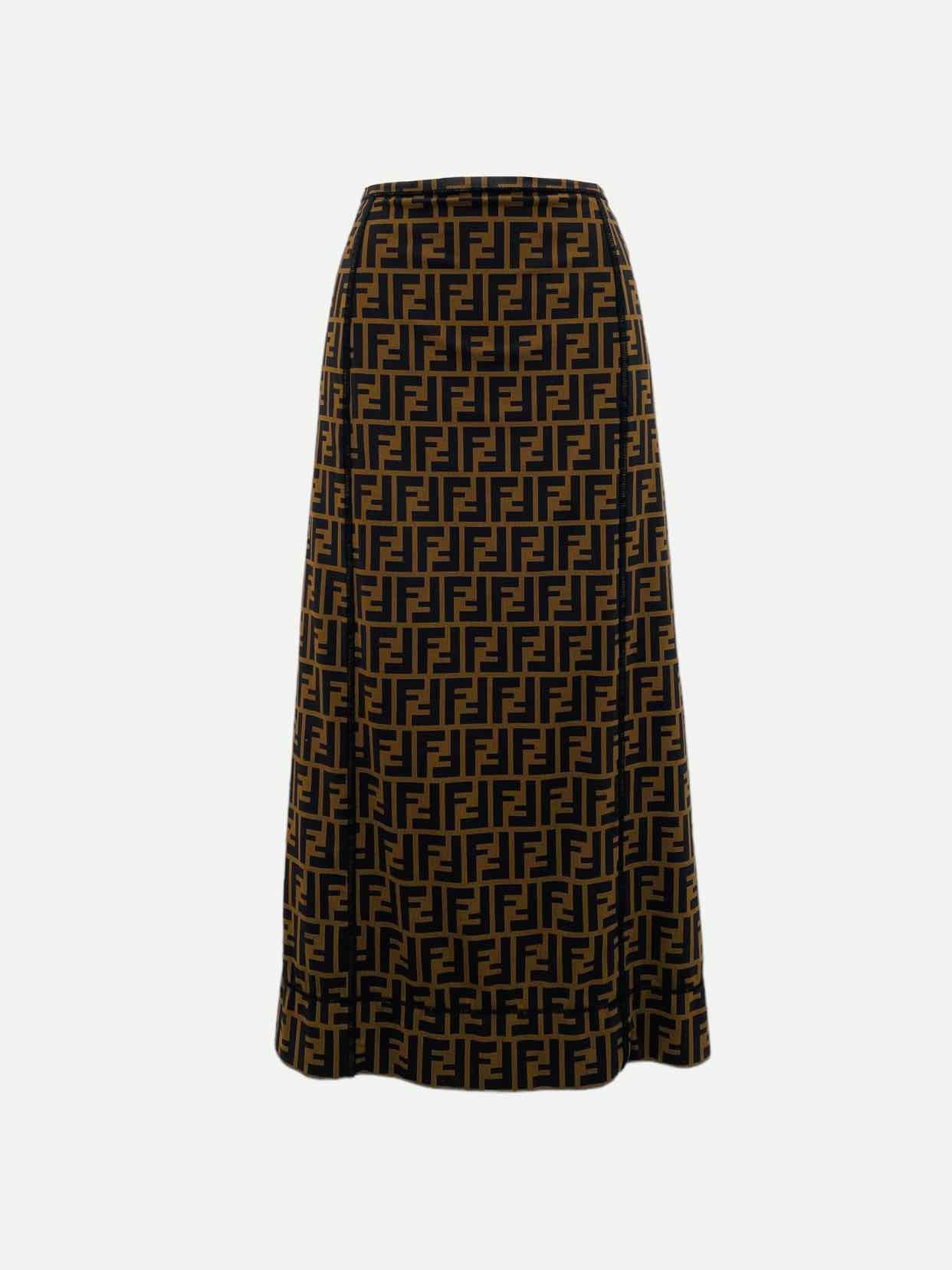 FENDI Pencil Brown FF Motif Size US 0 Midi Skirt