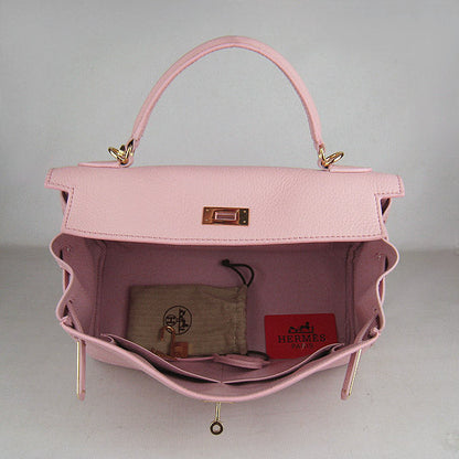 Luxury Hermes Kelly 32Cm Togo Leather Handbag 6108 Pink Golden