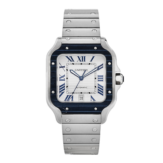 Stainless Steel 39.8mm Santos De Cartier Automatic Watch Grey