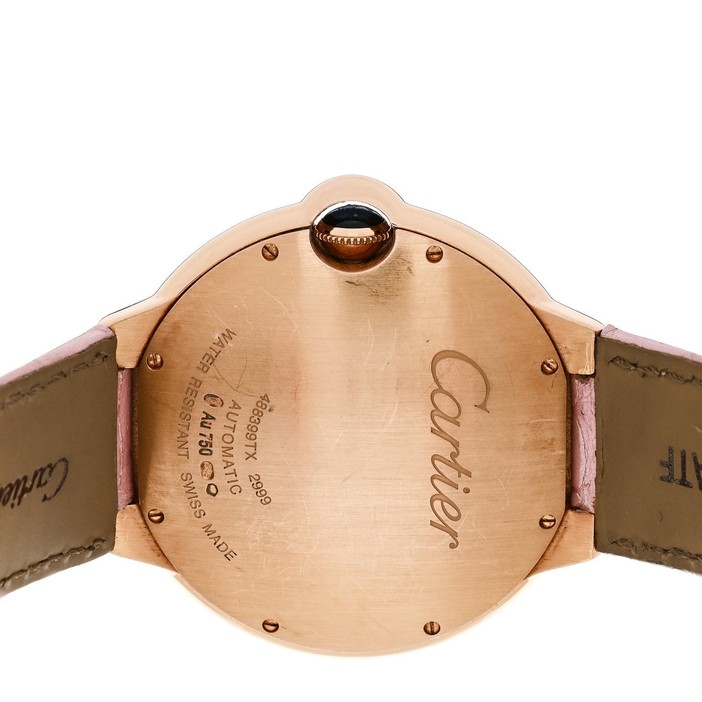 18K Pink Gold Alligator Diamond Bezel 42mm Ballon Bleu De Cartier Automatic Watch Pink