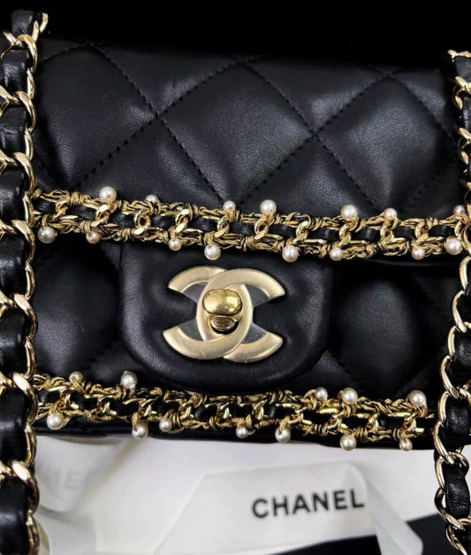 Chanel Limited Edition Pearl Leather Cf Chain Bag