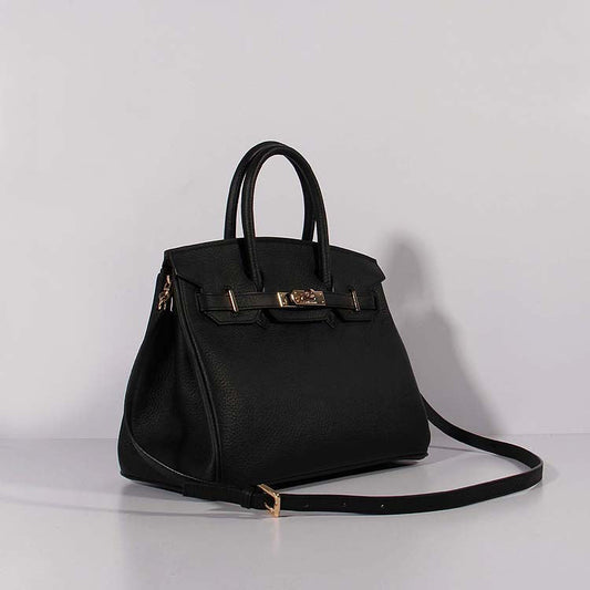 Luxury Hermes 30Cm Birkin Bag Togo Leather With Strap Black Gold