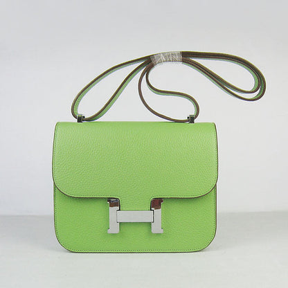 Luxury Hermes Constance Cowskin Leather Bag Green Silver