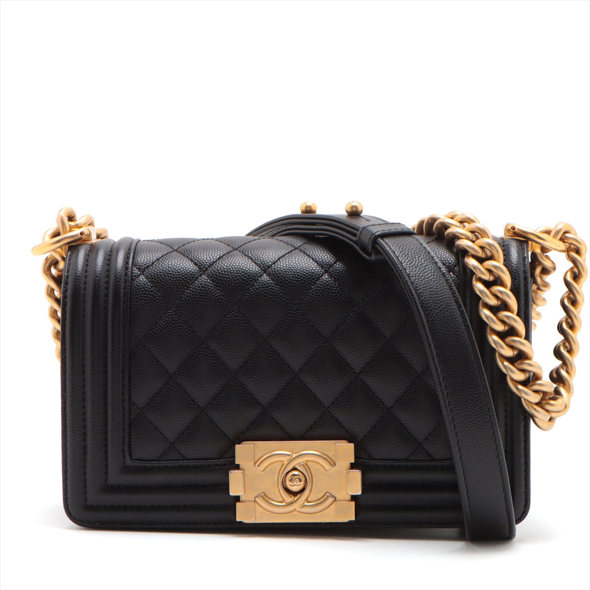 Chanel Boy Small Caviar Black Chain Shoulder Bag Style