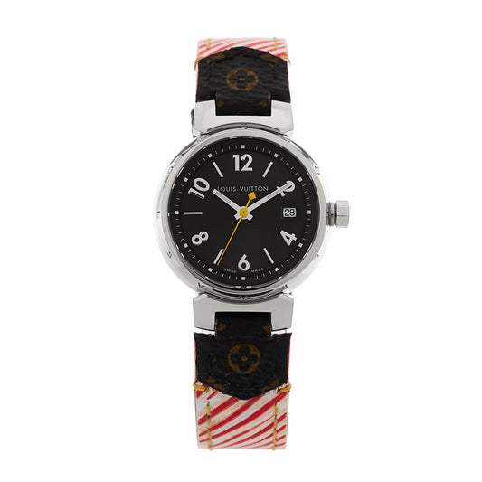 Stainless Steel Monogram 28mm Tambour Quartz Watch Brown