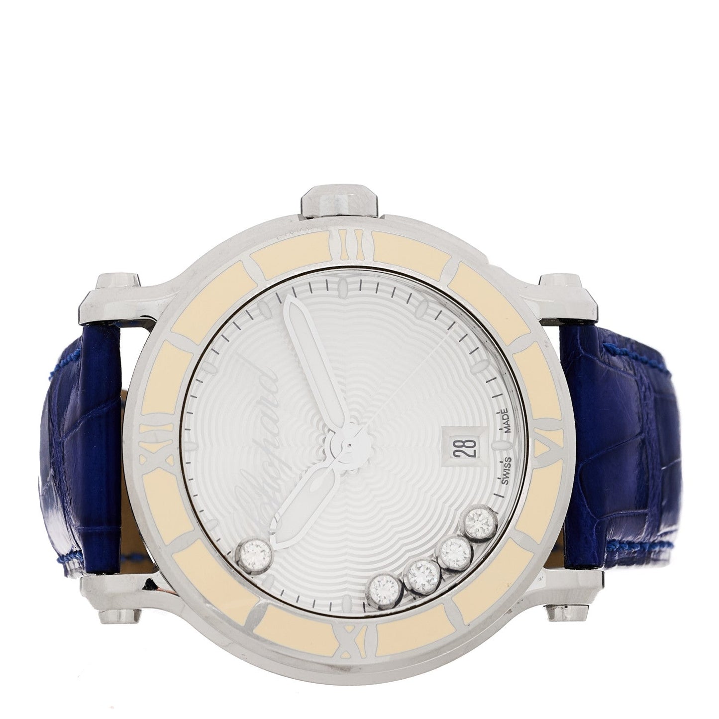 Stainless Steel Alligator 5 Diamond 42mm Happy Sport Quartz Watch