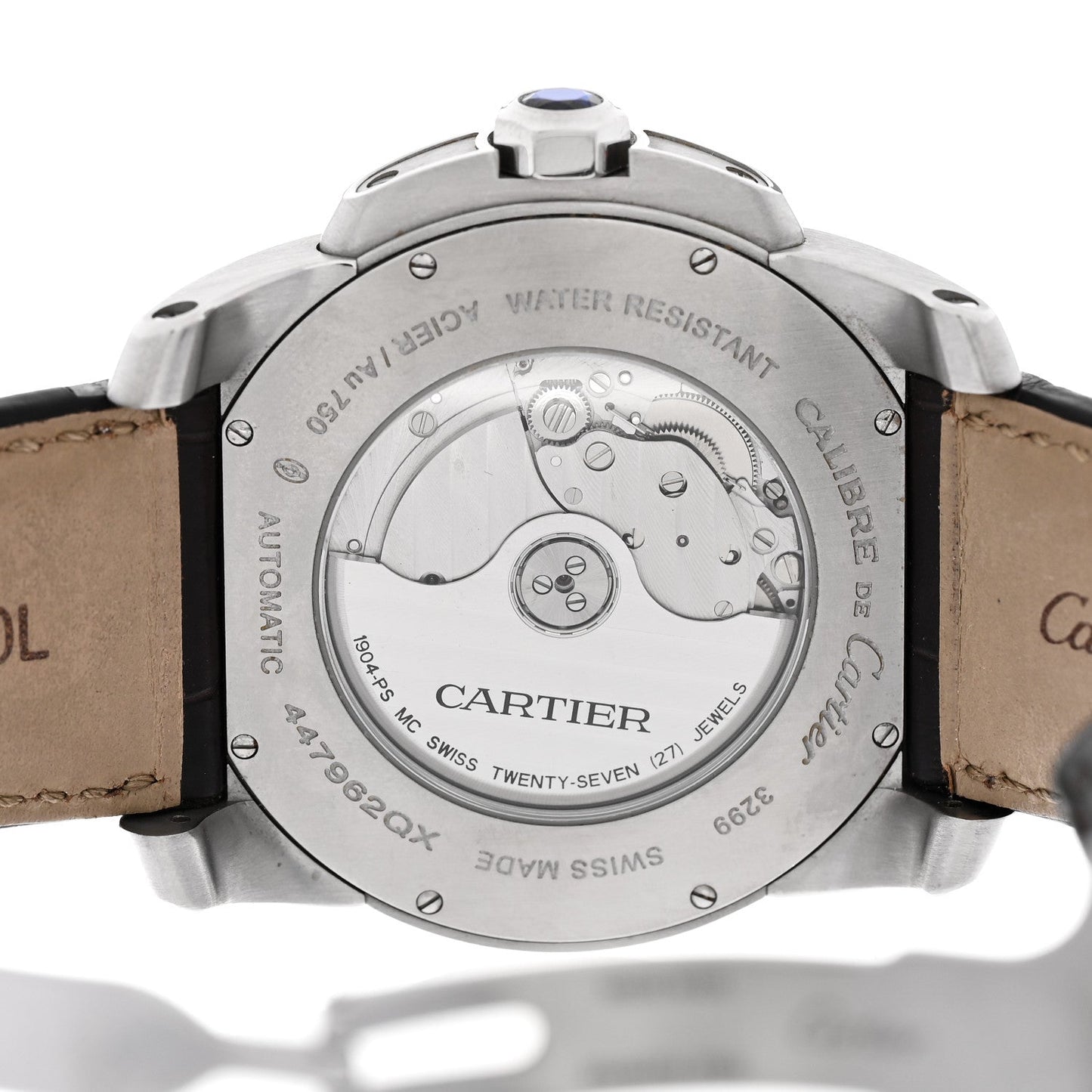 Stainless Steel 18K Pink Gold Alligator 42mm Calibre de Cartier Automatic Watch Brown