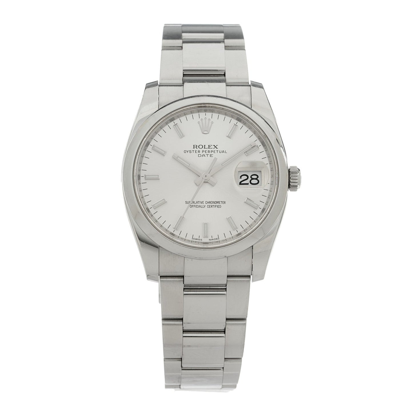 Stainless Steel 34mm Oyster Perpertual Date Watch Silver 115200
