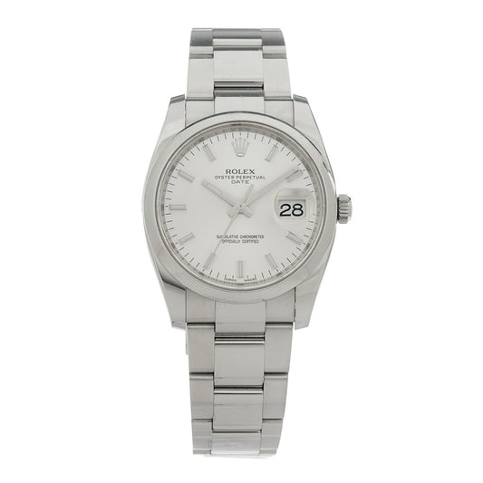 Stainless Steel 34mm Oyster Perpertual Date Watch Silver 115200