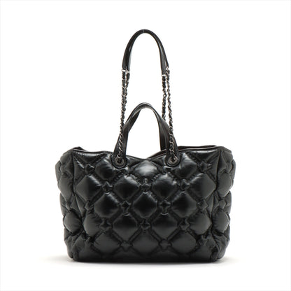 Chanel Bubble Kilt Leather Chain Top Bag Black Gummetal Gold 23rd