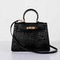 Luxury Hermes Kelly 28Cm Lizard Leather Bag Black Gold