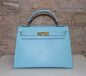 Luxury Hermes Kelly 32Cm Epsom Leather Handbag Light Blue Gold