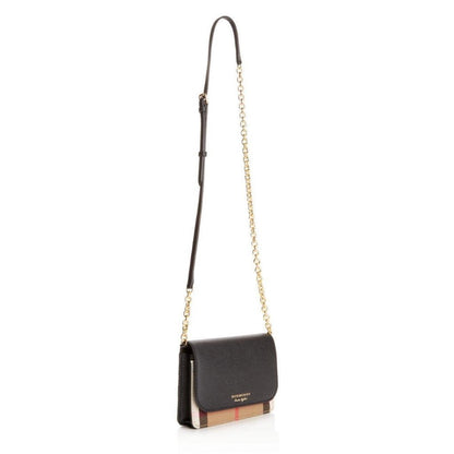 Hampshire House Check & Leather Crossbody Black