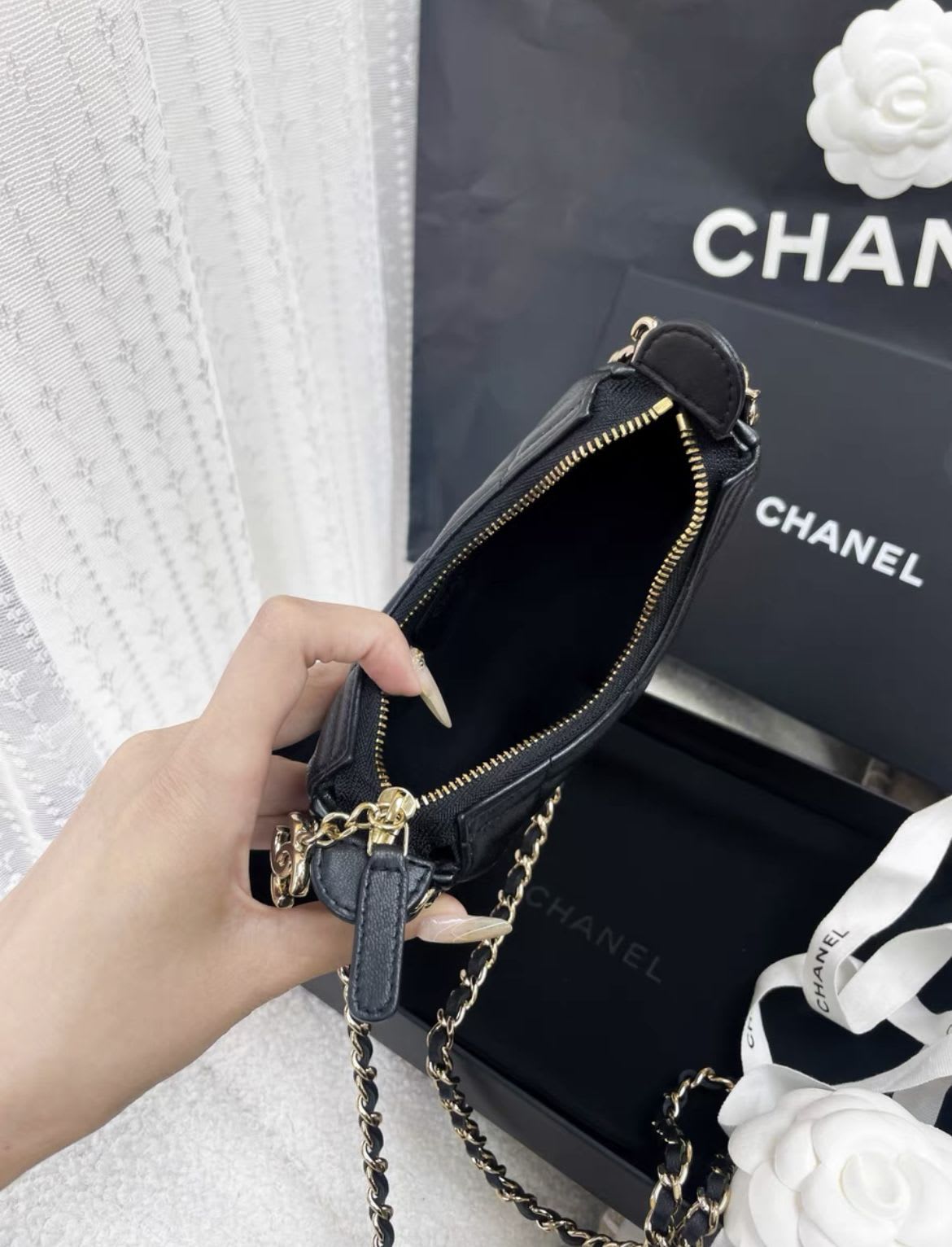 Chanel 23 Black Gold Mini Moon Bag