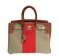 Luxury Hermes Birkin 35 Flag Bag Tan Orange Toile Limited Edition