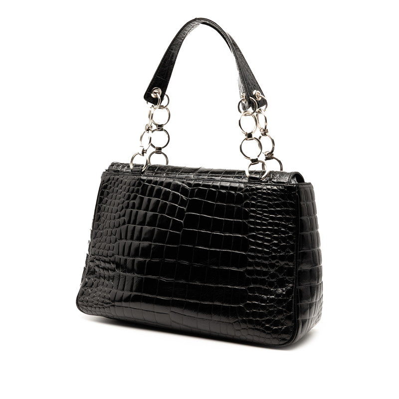 Saint Laurent Crocodile-Embossed Leather Handbag