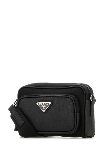 PRADA Mini Re-Nylon and Leather Crossbody Handbag
