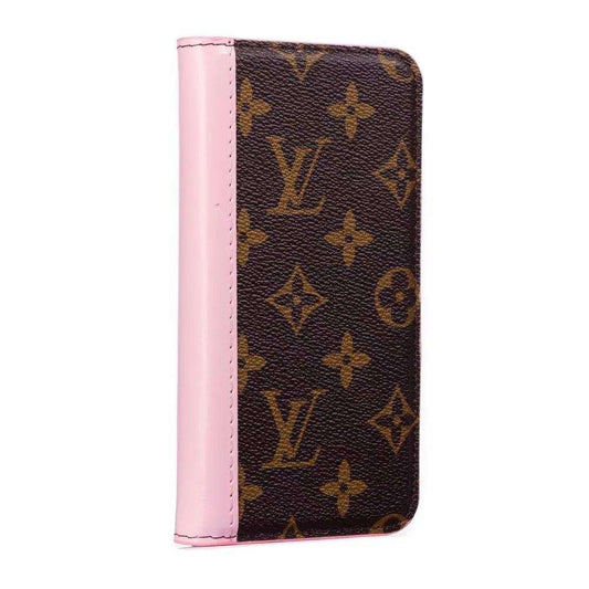 LV iPhone 14 Wallet Case Pink Edge