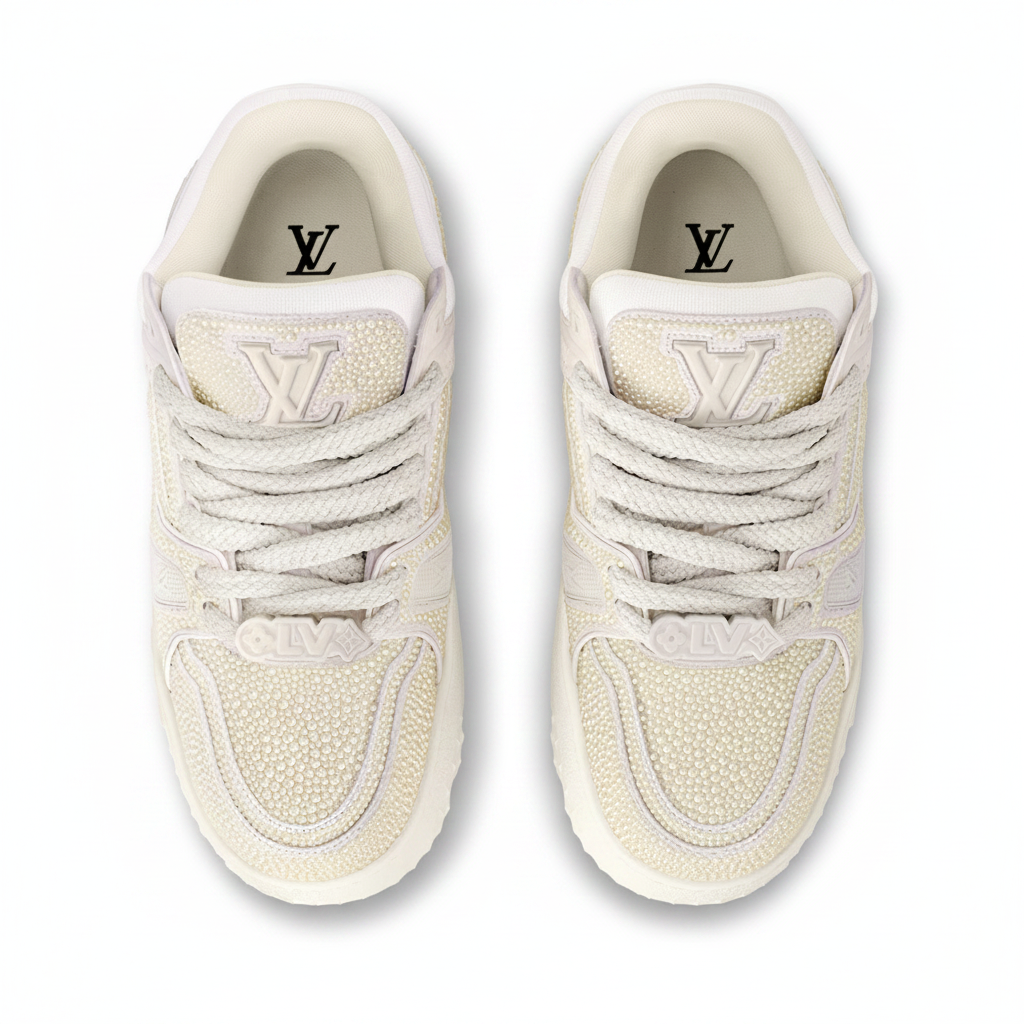LV Maxi Trainers with Swarovski Crystals White
