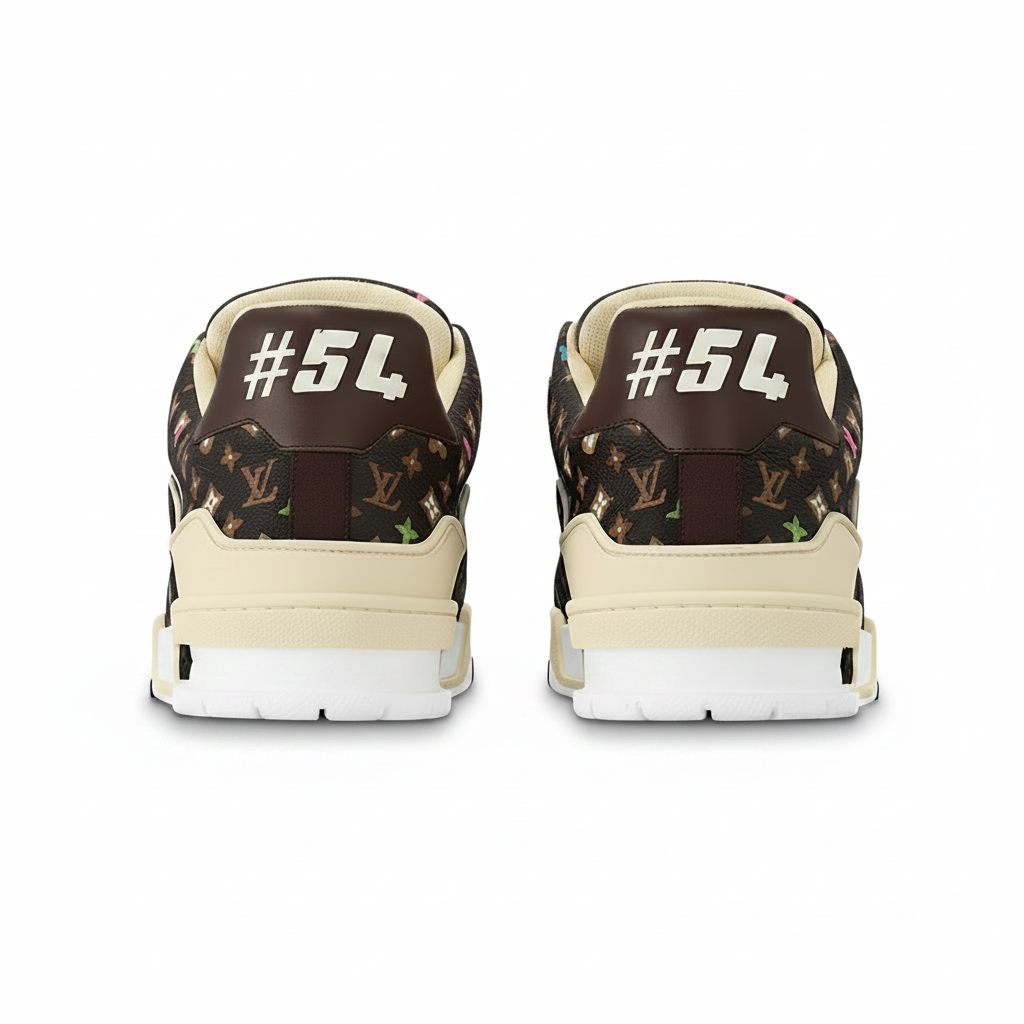 Louis Vuitton x Tyler the Creator - LV Trainers Monogram-Printed Grained Calf Leather Mocha Brown