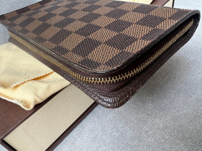 Louis Vuitton Zip Around Wallet in Damier Ebene and Brown