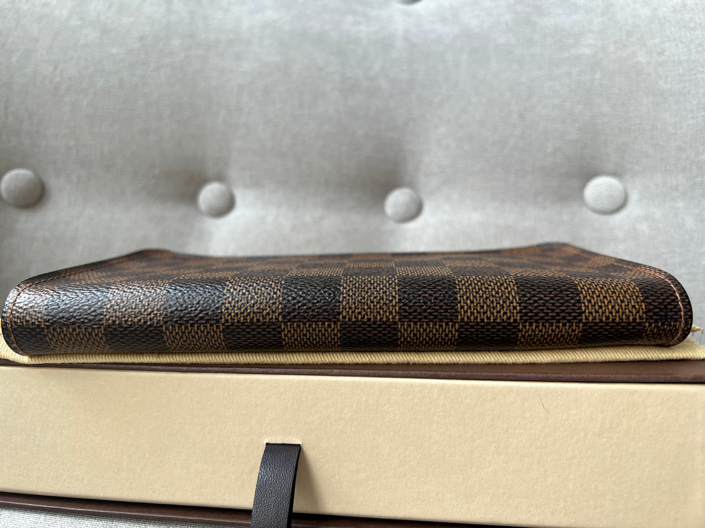 Louis Vuitton Zip Around Wallet in Damier Ebene and Brown