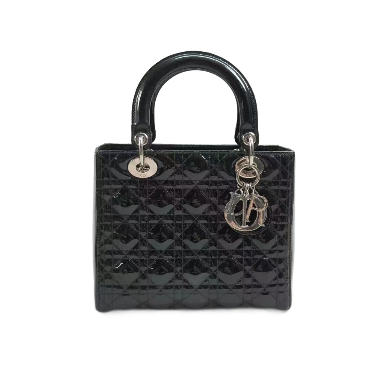 Lady Dior Medium Bag Black Patent Leather