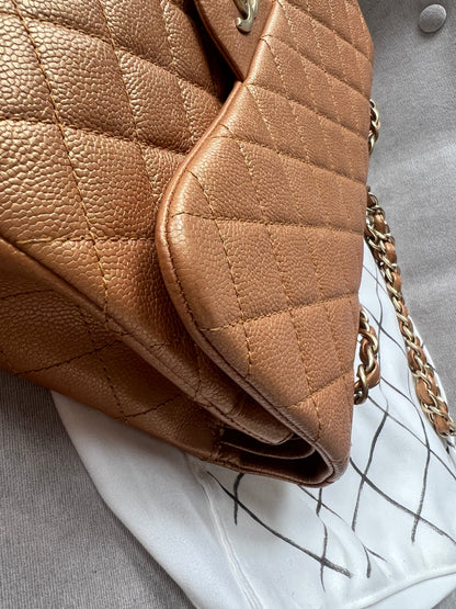 Chanel Jumbo Double Flap in Gold Caviar (RRP £9,670)