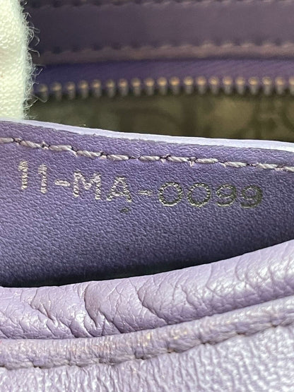 Lady Dior Medium Cannage lambskin leather pastel purple/lilac/lavender handbag with shoulder strap
