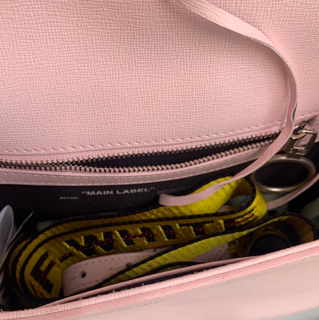 Off-white mini flap clip crossbody bag