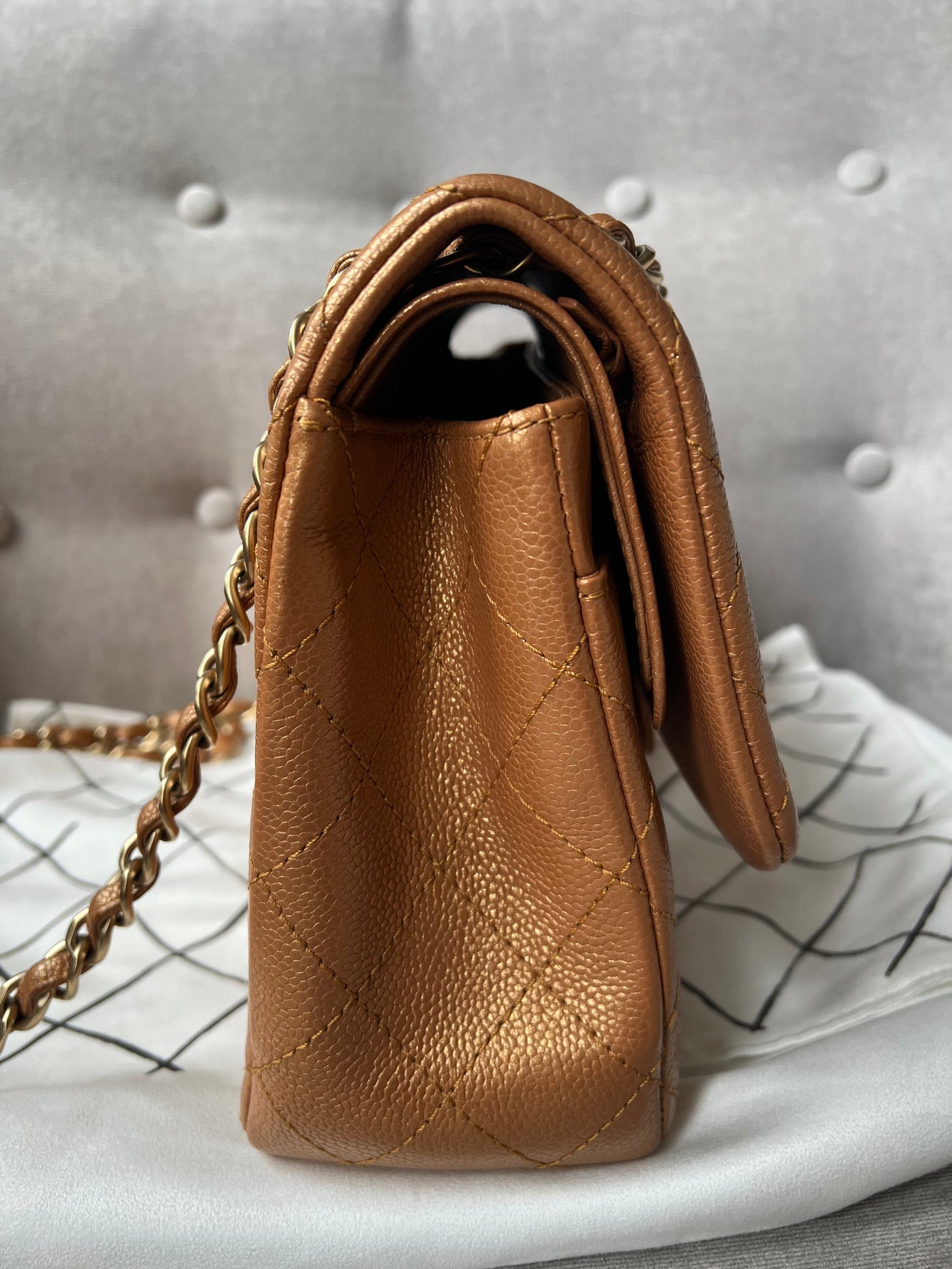 Chanel Jumbo Double Flap in Gold Caviar (RRP £9,670)