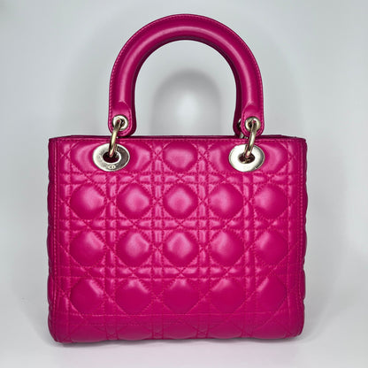 Lady Dior Medium Bag Fuchsia Cannage Leather