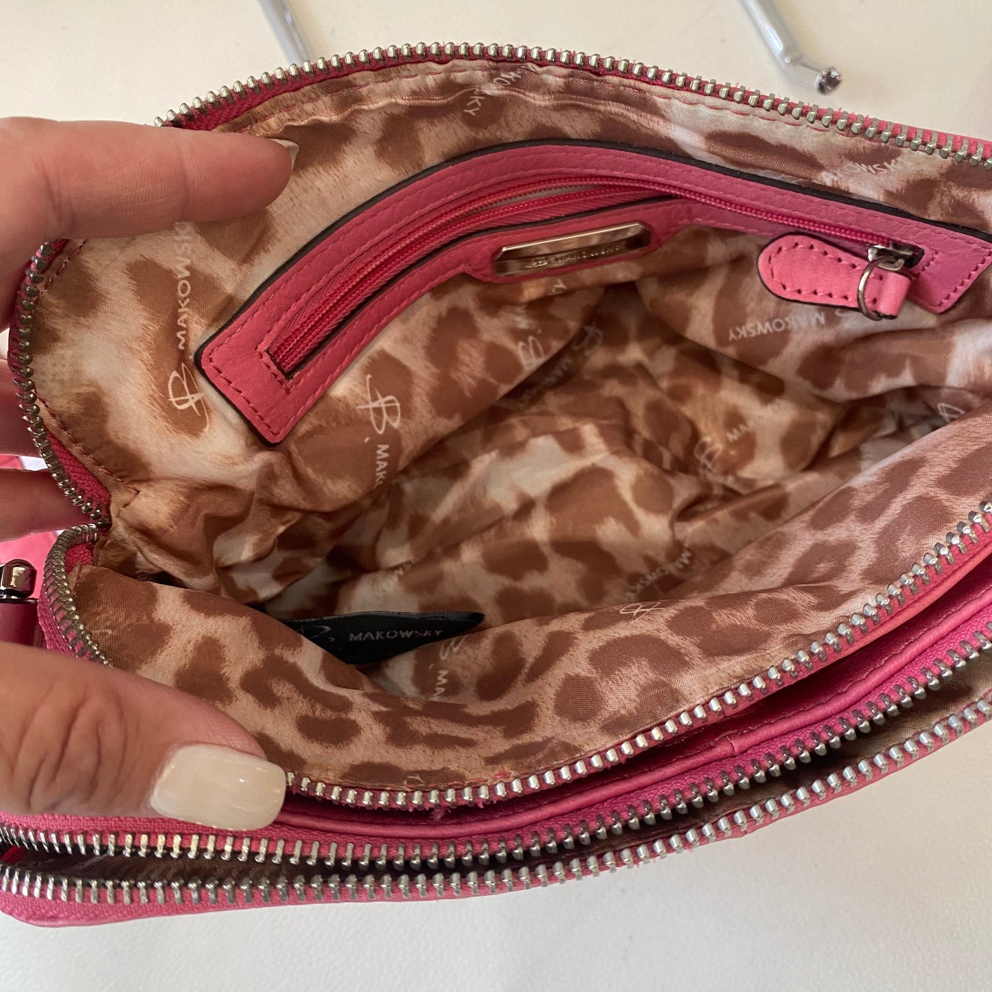 B. MAKOWSKY Leather Crossbody Bag Pink