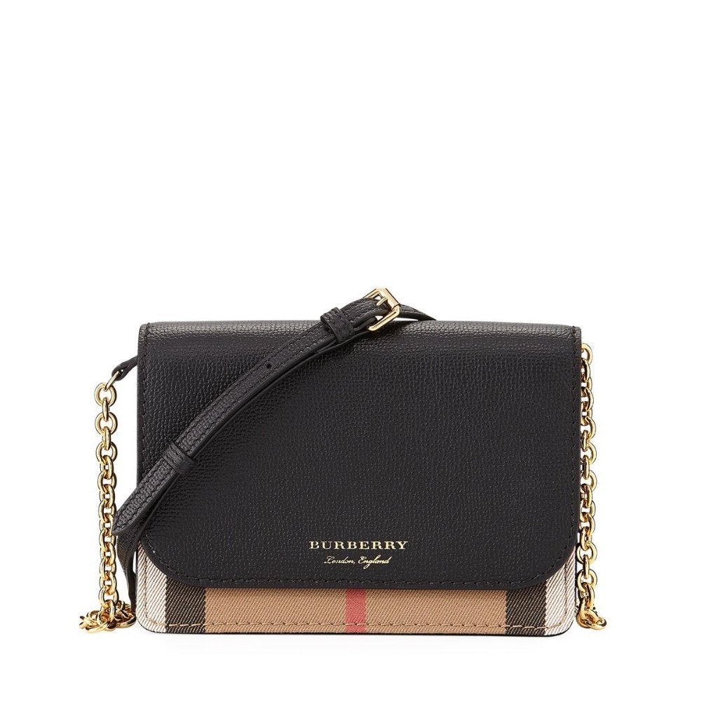 Hampshire House Check & Leather Crossbody Black