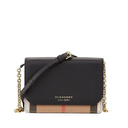 Hampshire House Check & Leather Crossbody Black