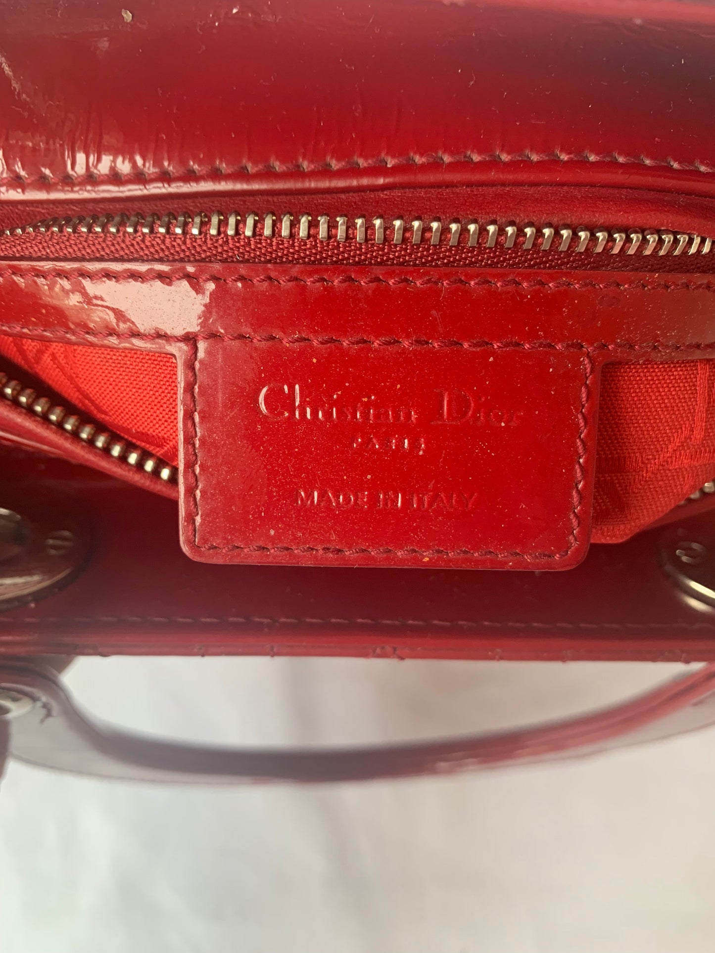Lady Dior Medium Bag Red Patent Leather