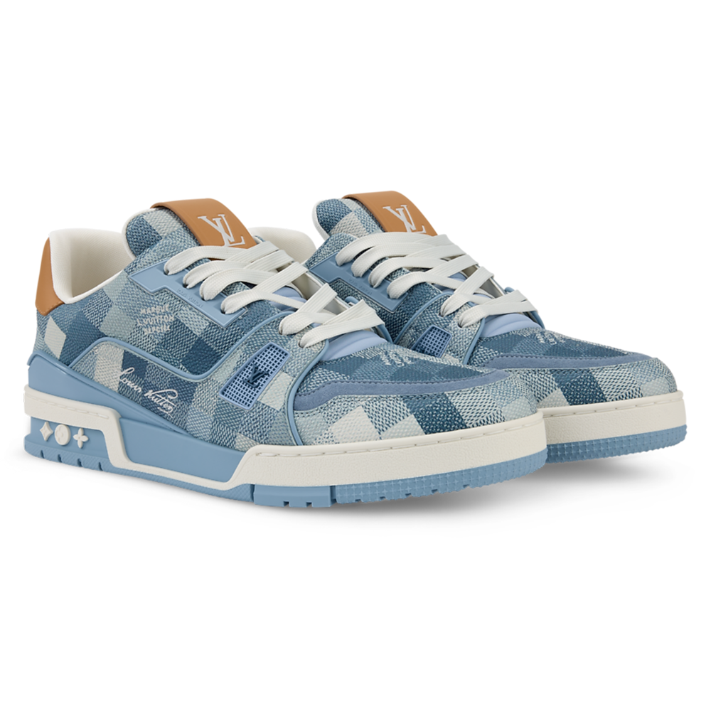 LV Trainer Sneaker Grained Calf Leather Blue