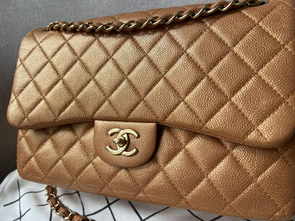 Chanel Jumbo Double Flap in Gold Caviar (RRP £9,670)